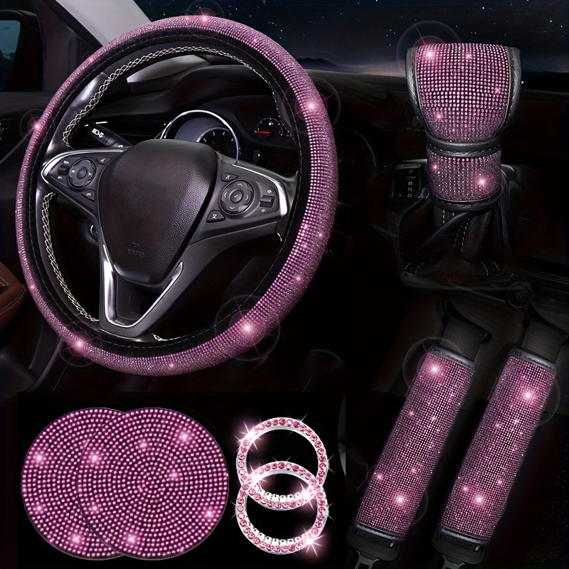 TEMU Shiny Artificial Rhinestone Car Interior Decoration 8pcs Set, Stylish Accessories For Your Vehicle, Vehicle Decor, Interior Embellishment, Shiny