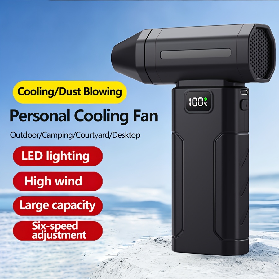 Ventilateur de poche portable à haute capacité et longue durée, ventilateur de refroidissement personnel, ventilateur d'extérieur rechargeable par USB/éclairé, accessoire multifonctionnel pour la mais