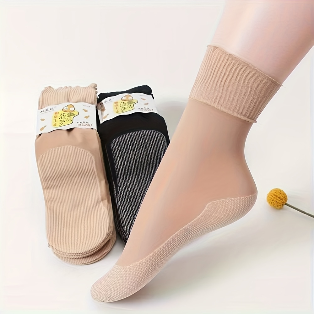 E-shop 10 Paar Damen Lockere, durchsichtige Socken, leichte und atmungsaktive Anti-Rutsch-Socken mit breiter Manschette, ideales Geschenk für Senioren