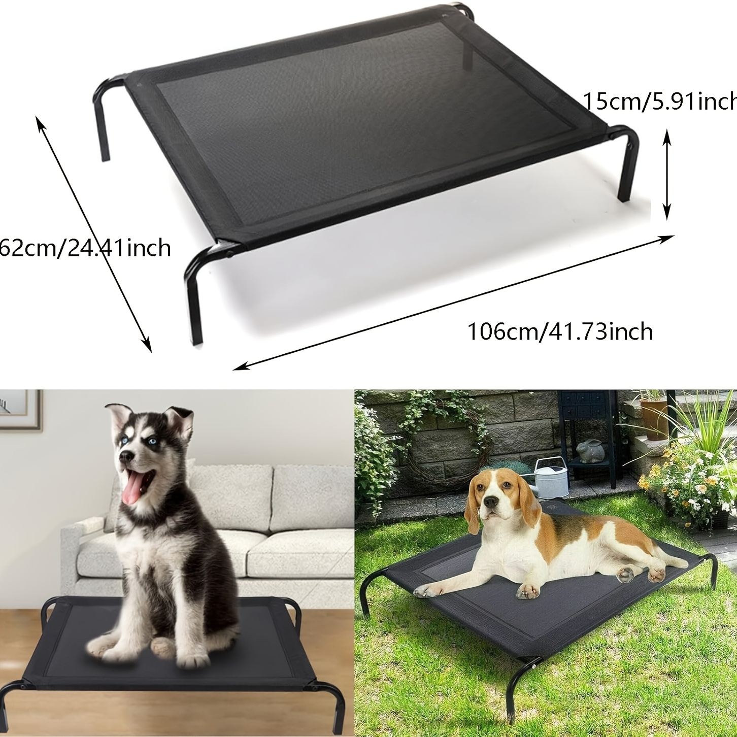 TEMU Raised Dog Bed Cooling Breathable Elevated Pet Bed Elevated Dog Bed Cat Bed Large Dog Sofa Camping Bed Washable Breathable Mesh & Rubber Feet