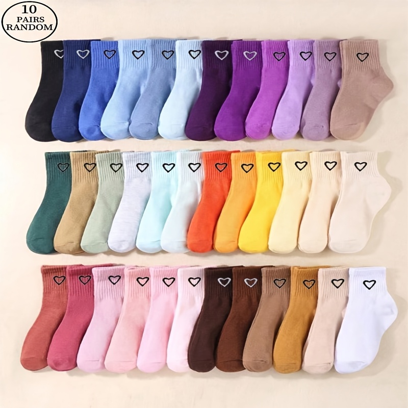 

10pcs Women's Pattern Ankle Socks - Breathable, Odor-resistant Polyester , Machine Washable