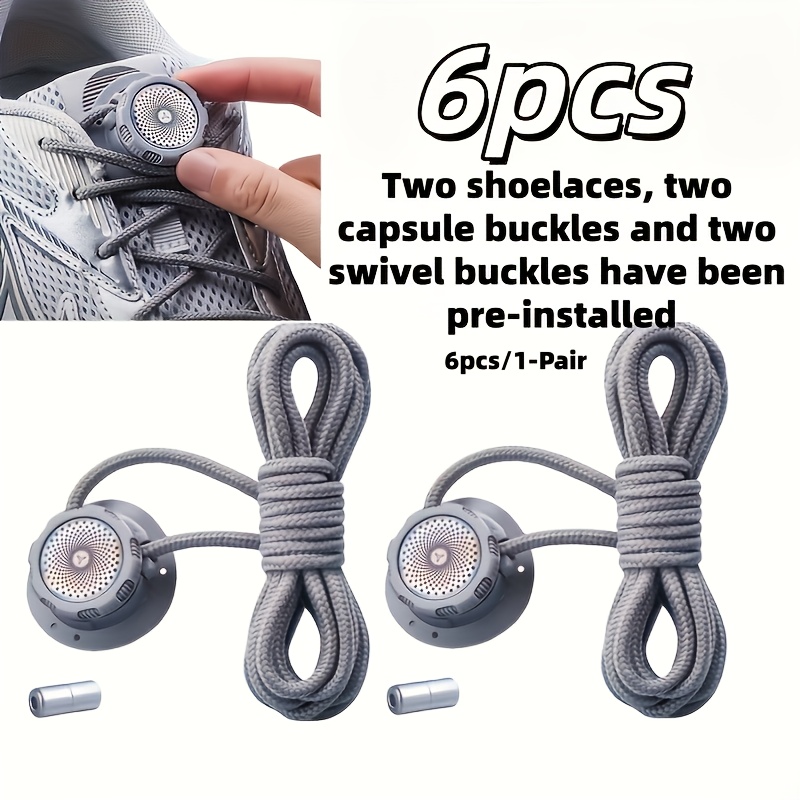 TEMU 6 piezas/1 de adiciones interiores: 2 hebillas de cápsula, 2 cordones, 2 botones de bloqueo de zapato, sin bloqueo de cordones - Hebillas