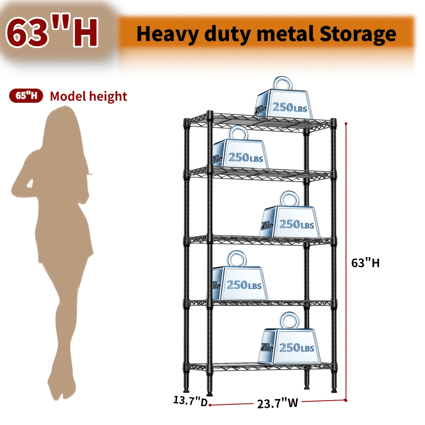TEMU Mzg Heavy-duty Adjustable 5/4 Shelf Metal Storage Shelving Unit - , Pantry, Kitchen, Workshop Organizer Assembly, Space-saving Shelving Rack For