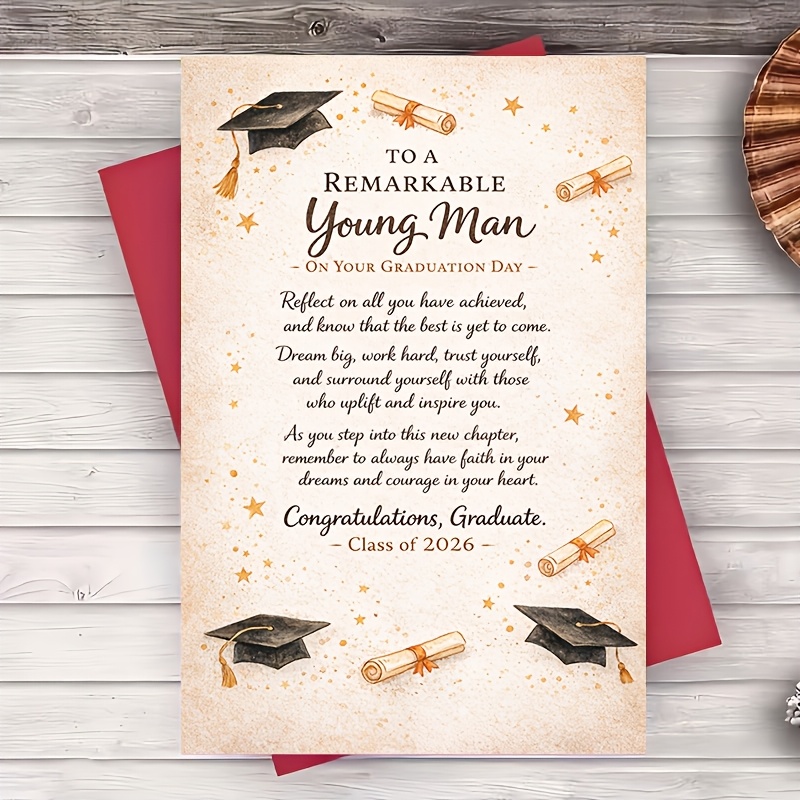 TEMU Greeting Card And 1 Envelope Graduation Card For Him Inspirational Message Class Of 2026 Congrats Grad Gift From Coworkers Ceremony Party