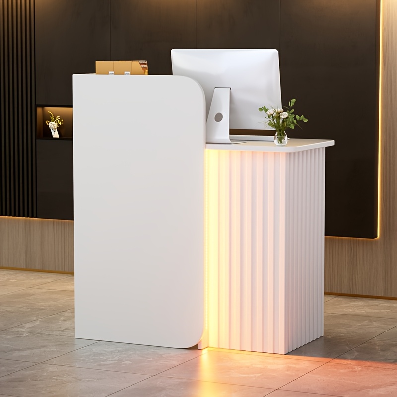 TEMU Reception Desk, Reception Table With Lockable Drawers And Cable Grommet, For Salon, Shop, Hotel, Office, 44x80x100cm, White