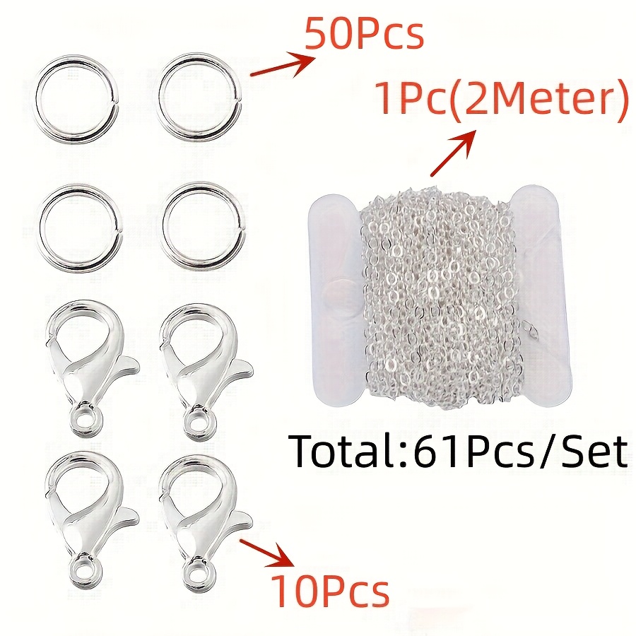 61pcs/set Bulk Link Chain With Jump Rings Lobster Clasps Necklace Chains For Jewelry Making Supply Necklaces Additions