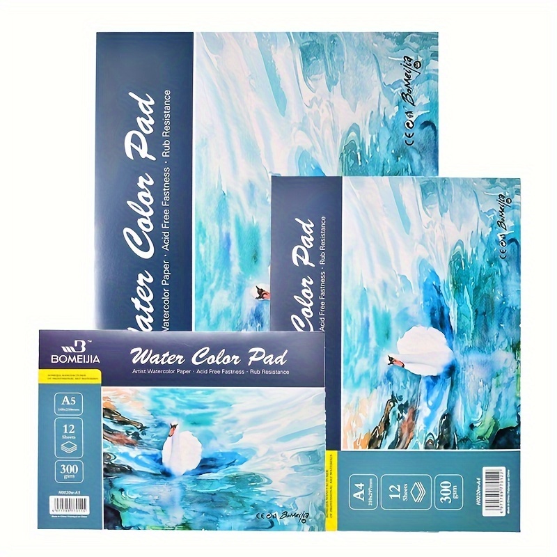 

Watercolor Paper Pad - 300gsm, 100% Cotton Artist Grade Cold Pressed Paper For Watercolors, Gouache, And Ink - 12 Sheet Art Paper Blocks