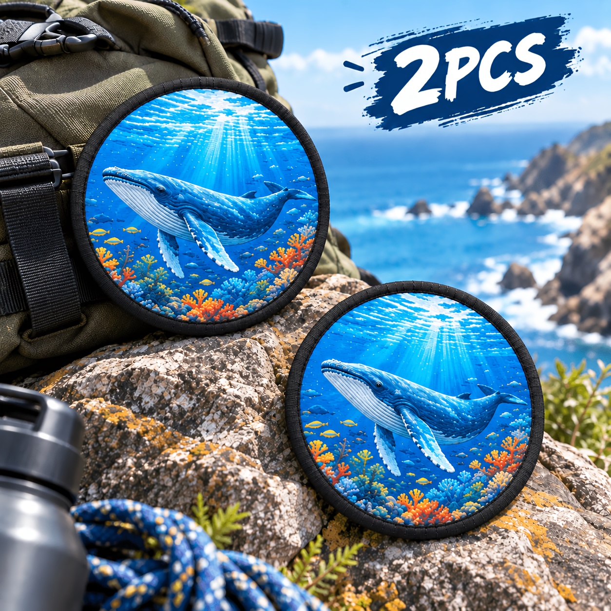 TEMU Personalized Round Hook-and-loop Patch (hook Side), Customizable Logo And Image, Suitable For Clothing, Bags, Hats, Jackets, Backpacks, And Diy