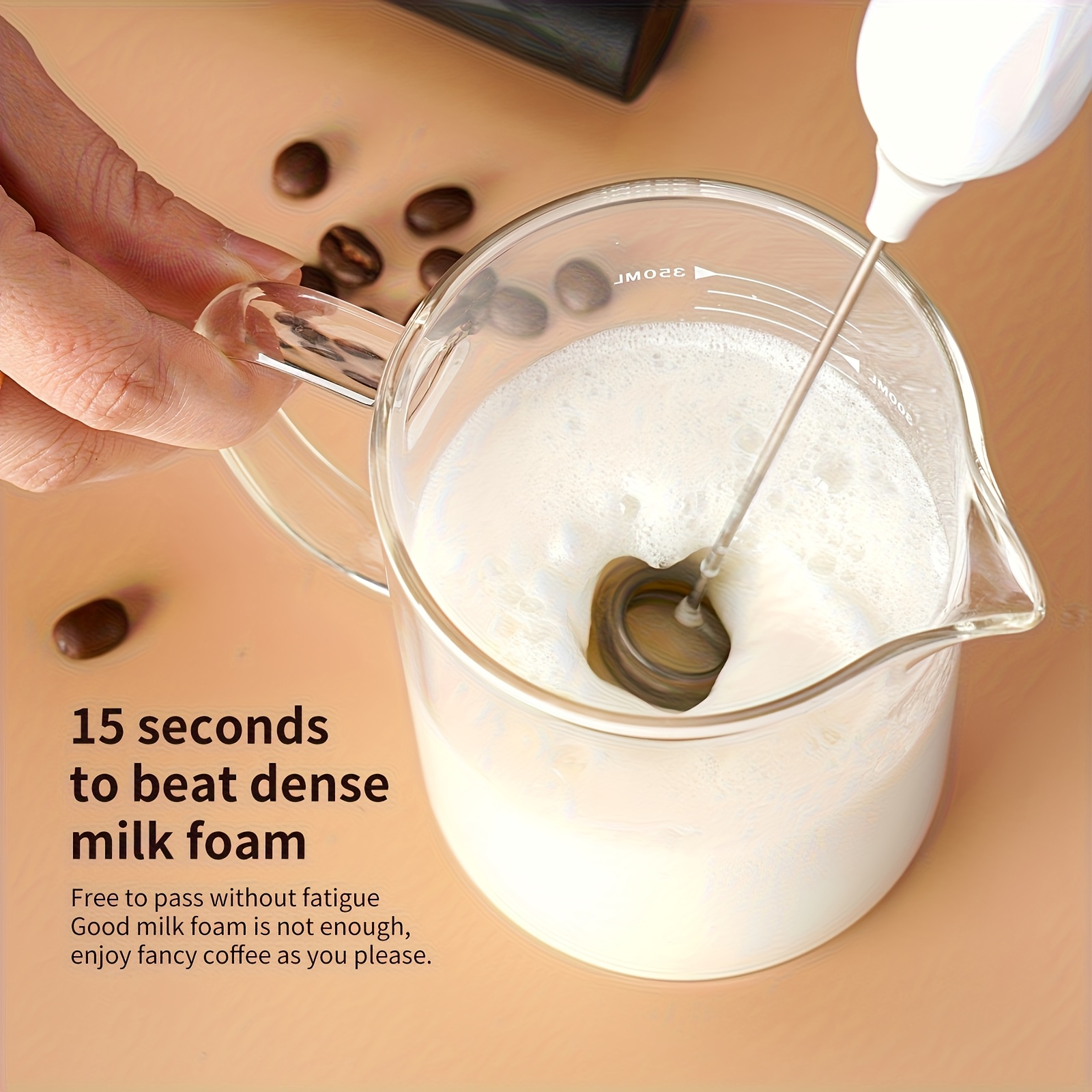 2025 New Stylish Multifunctional Handheld Electric Mixer - Battery-Powered (Battery Not Included) 1W Dual-Head Frother & Beater for Cappuccino, Matcha, Eggs, Latte - Ergonomic Kitchen Gadget with 3 Colors (Black/Beige/White), Small Mixer for Coffee, Dairy Whipping, Sleek Design, Metallic Accents