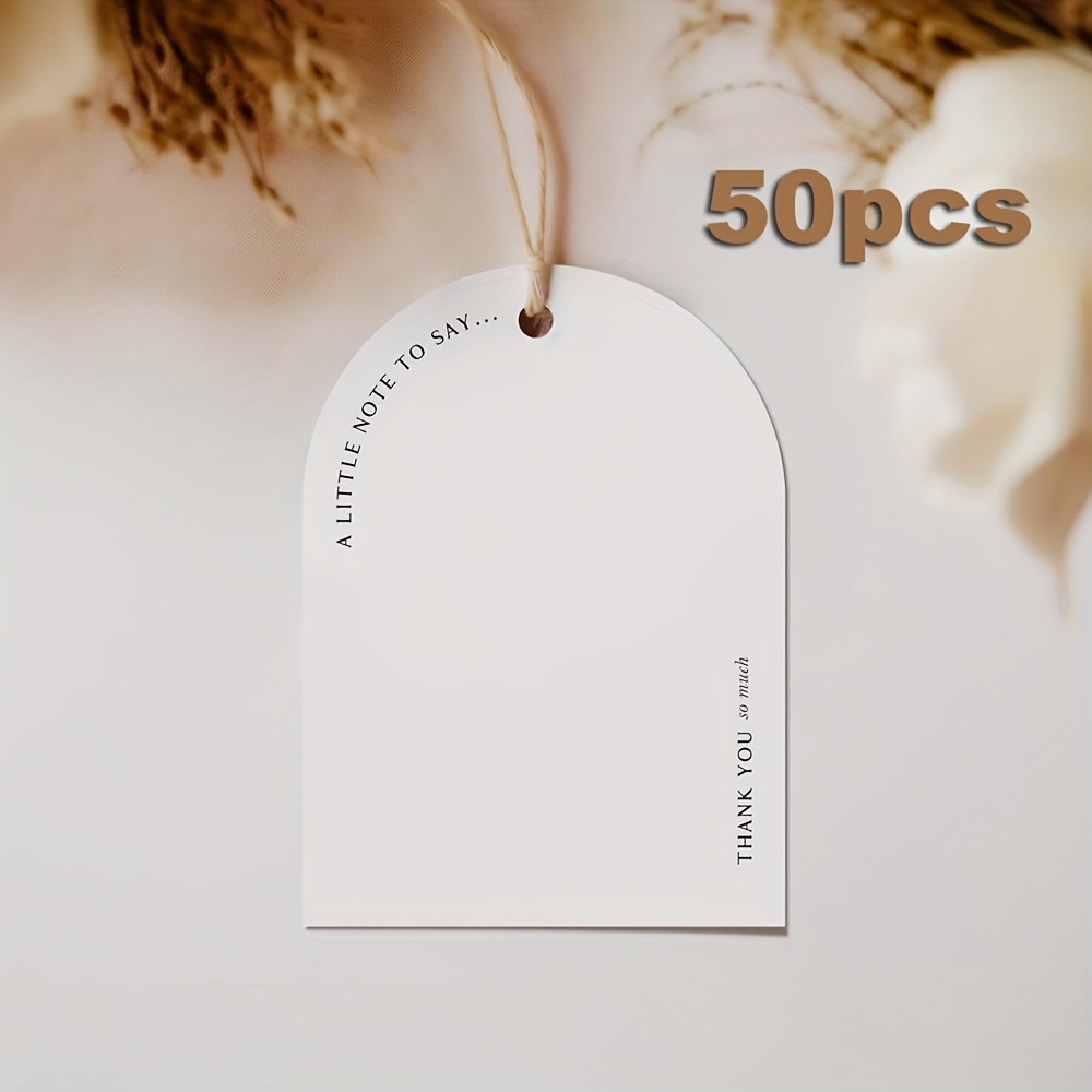 Image of 50pcs Of Thank You Gift Tags (with String), Featuring Pre- Holes, Perfect For Expressing Gratitude , Parties, Showers, . Gift Packaging Hang Tags Measure 2.75x2 Inches