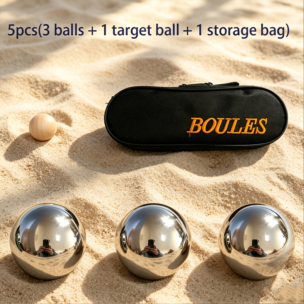 TEMU Set de Boules de Pétanque Personnalisables en Acier Inoxydable de Style Français, Spécifications Standard, à l' et à la Déformation, Inclut 3