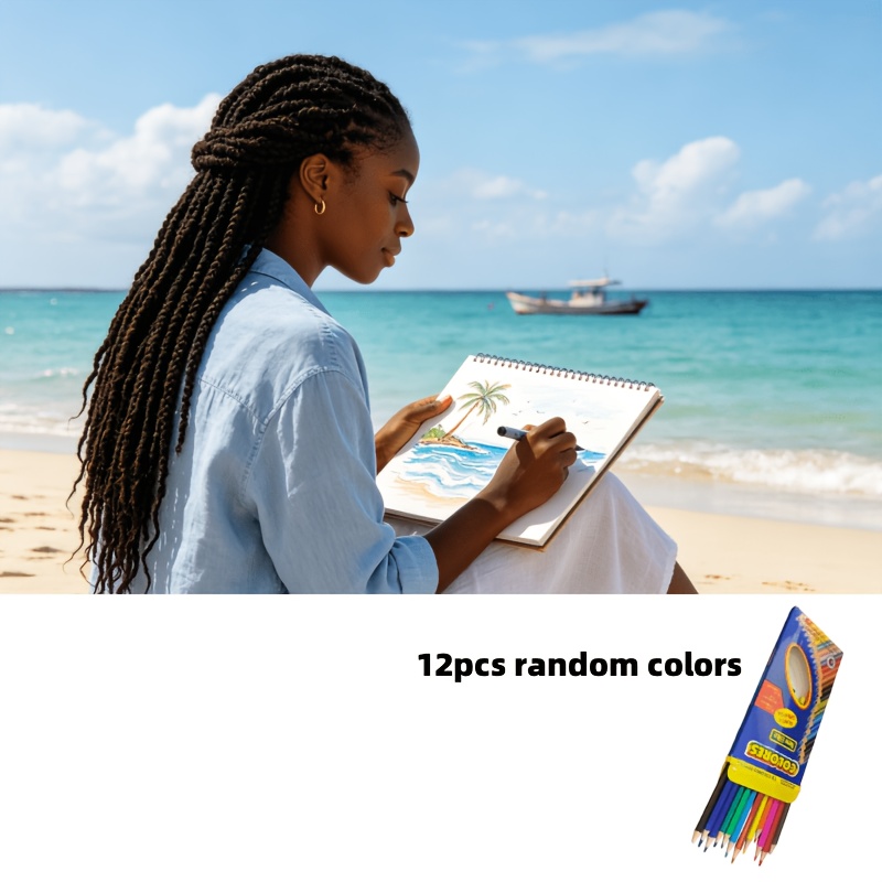 TEMU 72-color/random Colors 12pcs Professional Art Colored Pencil Set, Vibrant Colors, Easy To Blend, Wear-resistant And Durable. Multi-functional