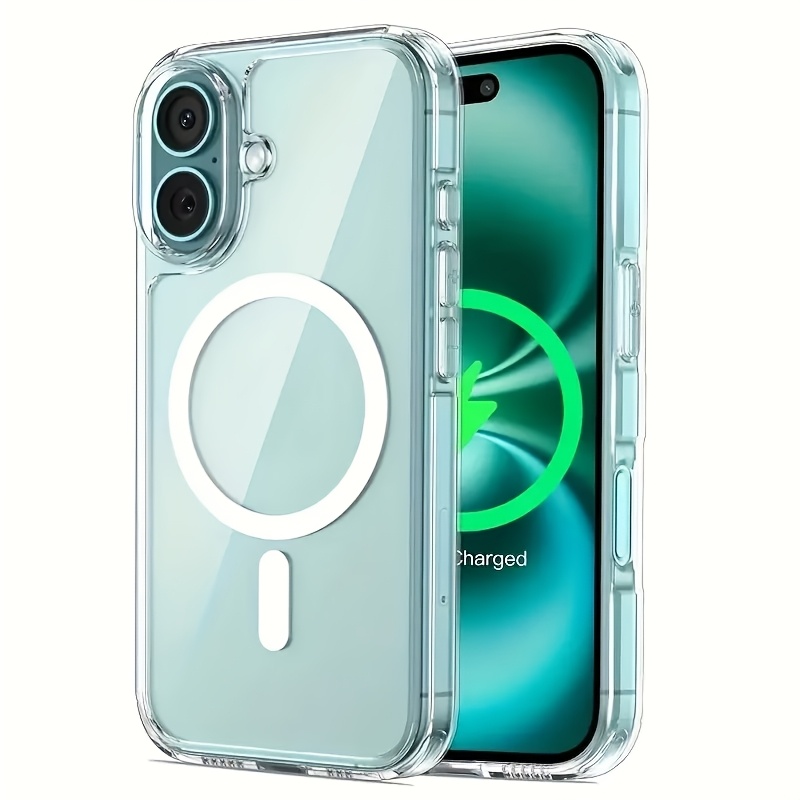 phone case magnetic phone case compatible with iphone 17 17e air 17 16 15 14 13 12 11 pro   and mini wireless charging transparent protective case