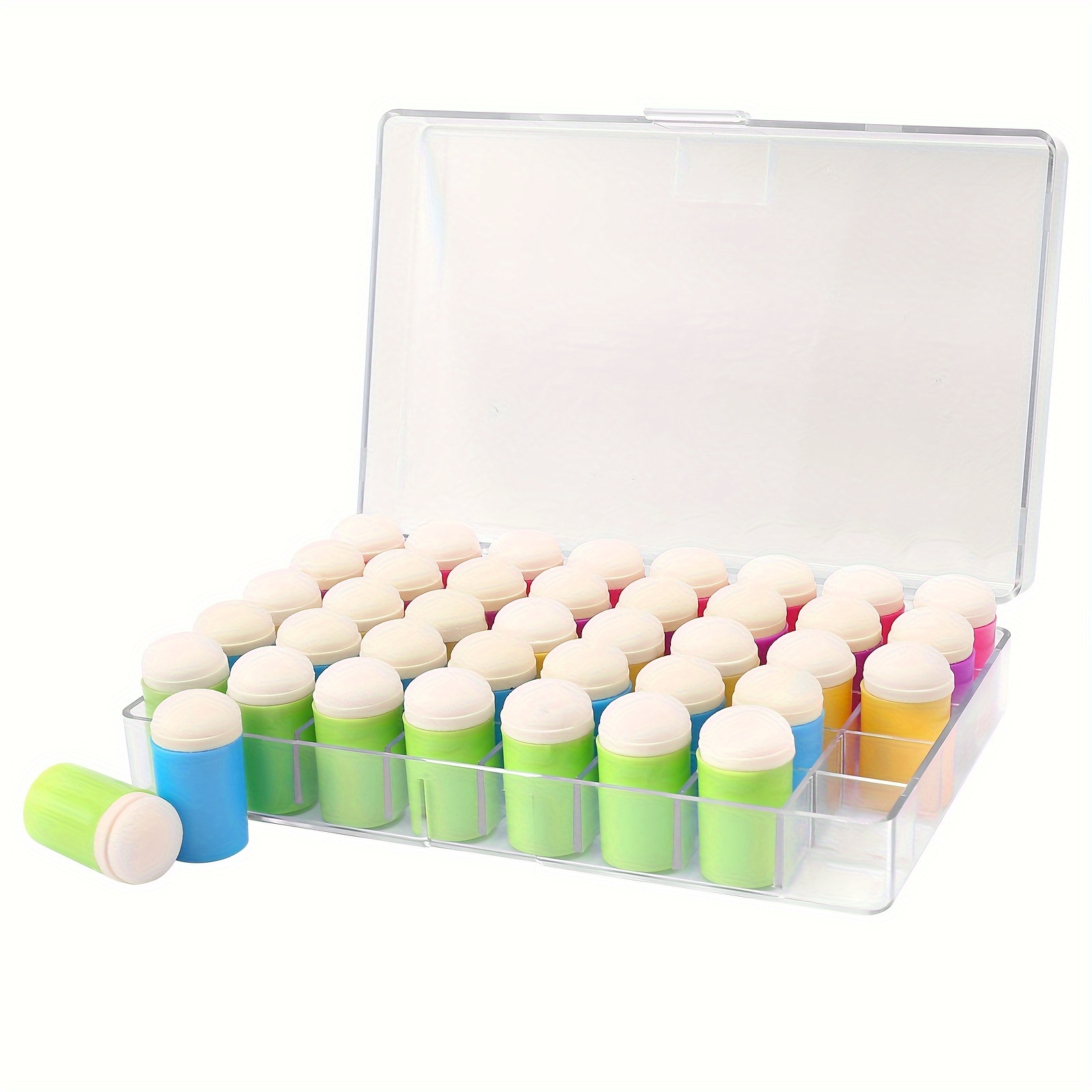 

40pcs Mixed Color Sponge Daubers With Abs Material And Storage Case - Ideal For Inks, Paints, Chalks - Precise Control For Detailed Artwork And Stenciling