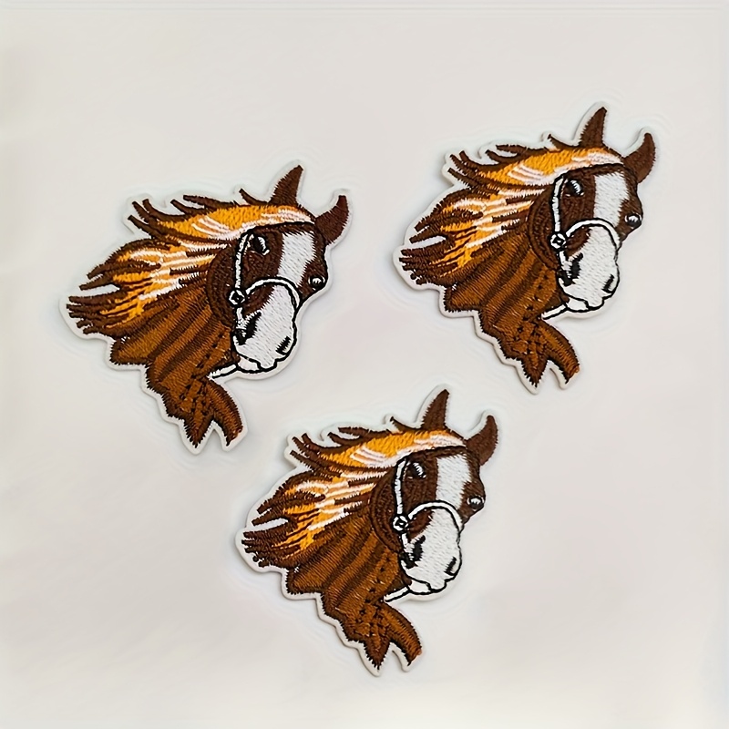 TEMU 3pcs Fabric Patches Western Cowboy Style Horse Embroidered Patches Ripped Patch Repair Decorative Embroidered Patches For And Animal Enthusiasts