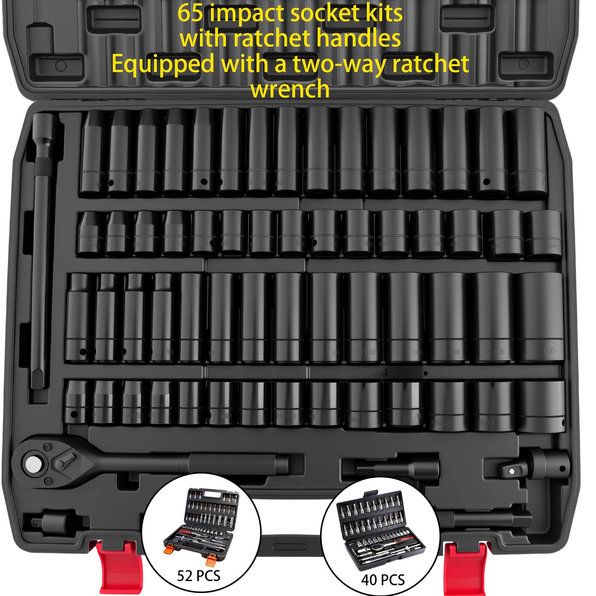 TecoTek 14PCS 1/2 Deep Impact Socket Set – SAE 3/8 To 1-1/4, 6-Point, CR-MO Steel With Storage Case