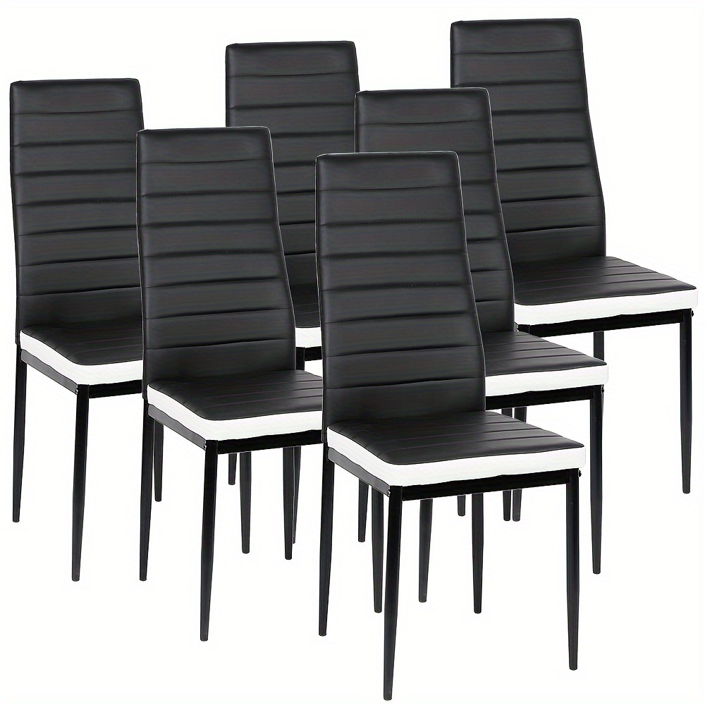 TEMU Dining Room Chairs, 6 High Back Chairs, Leather Dining Chairs, Classic Durable Kitchen Chairs, Upholstered Restaurant Chairs, Office Meeting