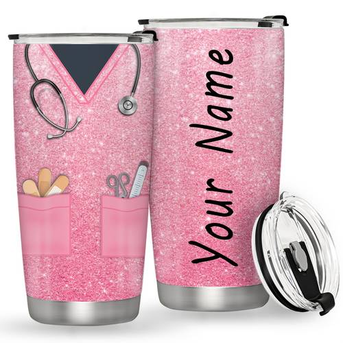 20oz personalized nurse tumbler custom name double wall vacuum insulated stainless steel travel mug leak proof bpa free lid with ideal for christmas thanksgiving valentines mothers fathers day gifts for nurses nursing appreciation graduation presents