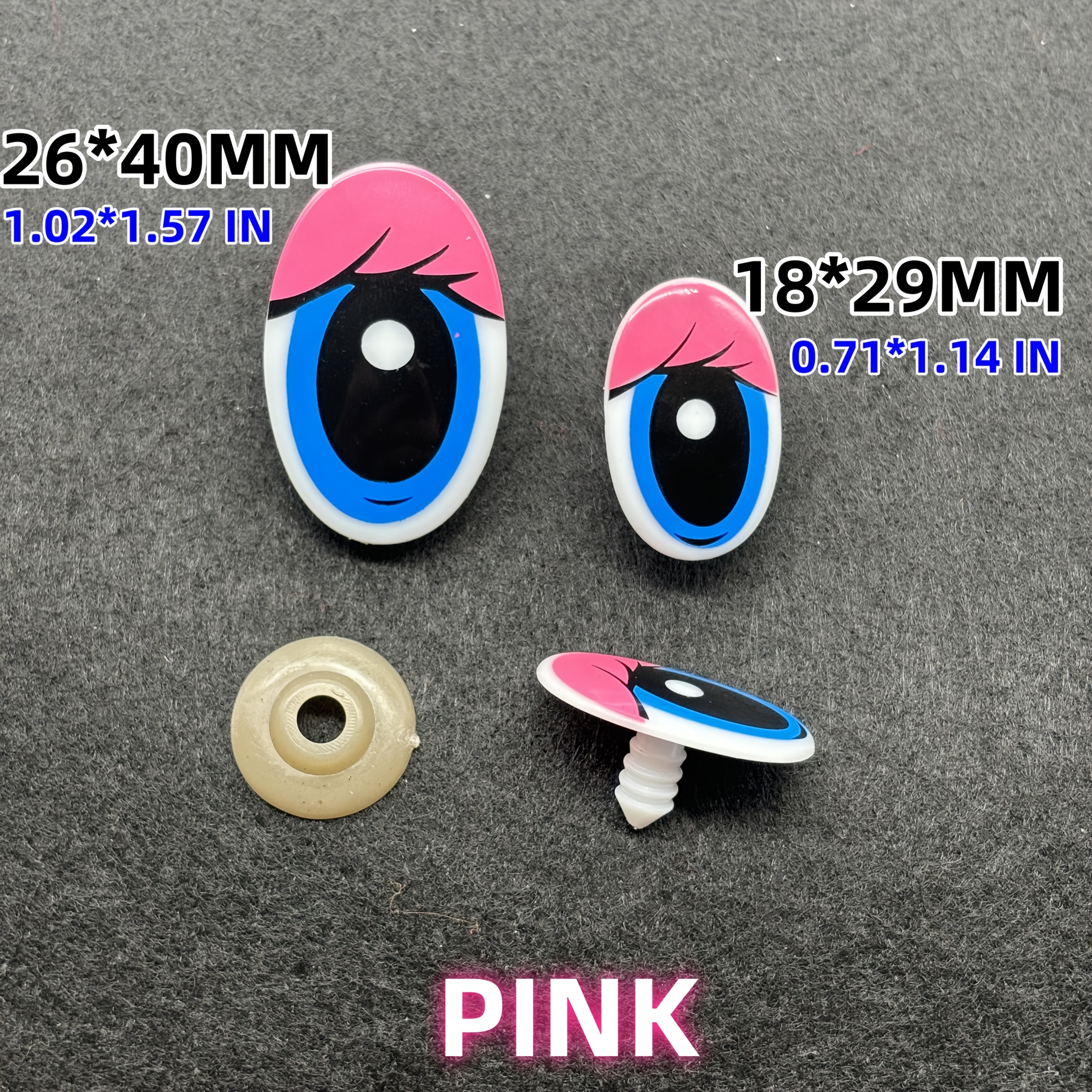 Image of Yellow/ Colorful Cartoon Doll Eyes Accessories Multi-sizes/multi-colors Colorful Eyelashes Oval Cartoon Doll Eyes Plush Doll Simulation Plastic False Eyes Accessories