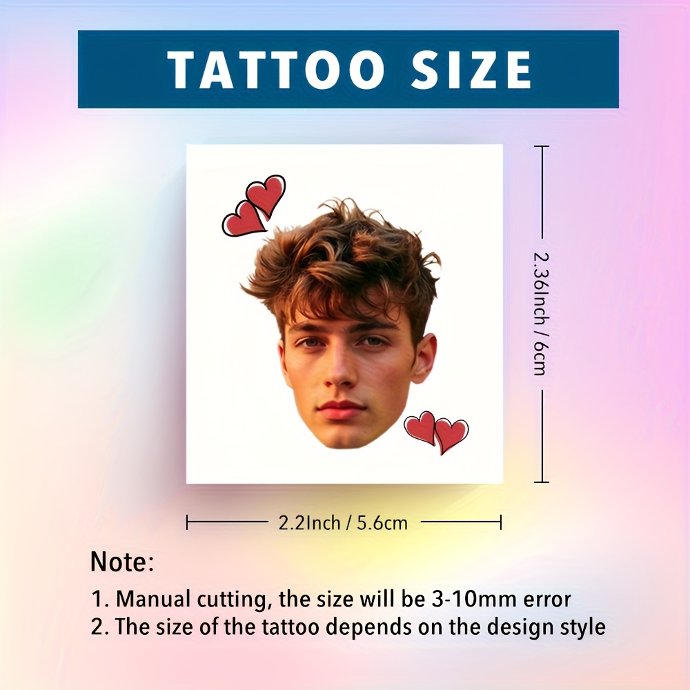 16pcs Custom Face Tattoos For Parties - Personalized Heart And Humorous Stickers Suitable For Valentine's Day, Birthdays, Weddings, And Anniversaries - Oblong Shape, With Over 100 Designs In Our Shop