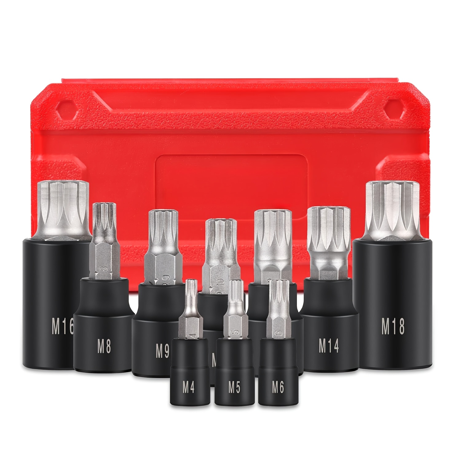 10pcs Heavy-duty Xzn Triple Square Bit Socket Set With Storage Case - 1/4", 3/8", 1/2" Drive Suitable For M4-m18 Sockets, S2 Steel Bits & Sockets For Automotive,, Kit