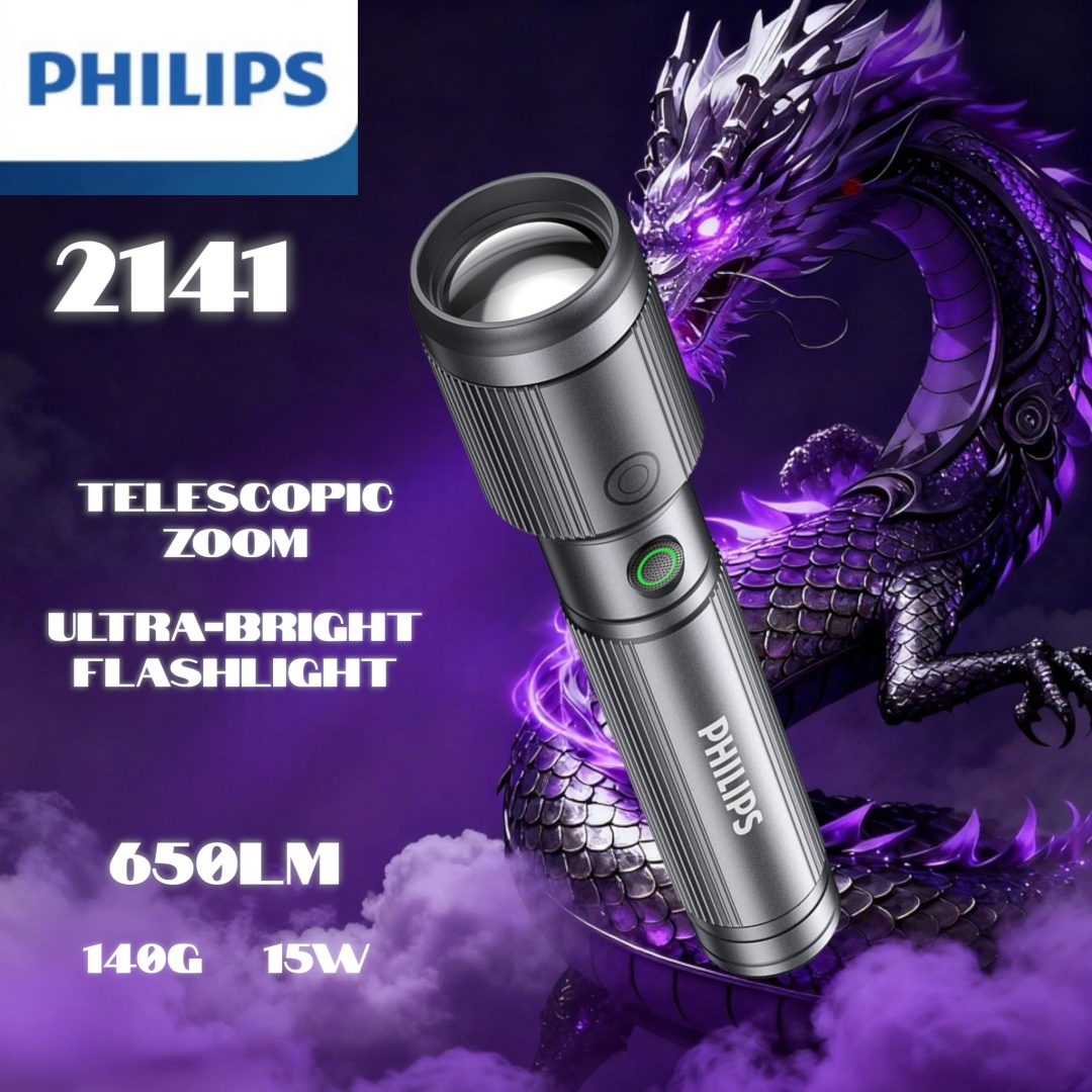 E-shop Philips Hochleistungs-Taschenlampe mit variabler Brennweite und direkter Ladefunktion, taktische Taschenlampe mit hohem Lumen, 5 :