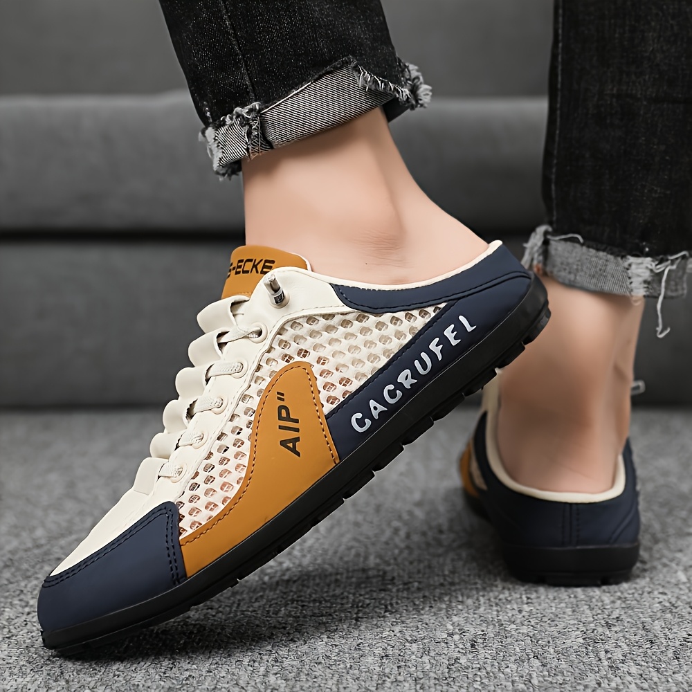   of mens trendy slip on shoes sports slippers outdoor casual walking shoes open back sneakers