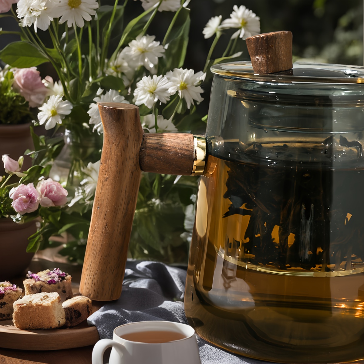 Glass Teapot Tea Maker with Elegant Cup, High-End Tea Set