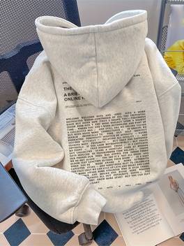 herren casual oversized kapuzenpullover - weiß-grau letter print, trendiger loose fit streetwear, nur handwäsche