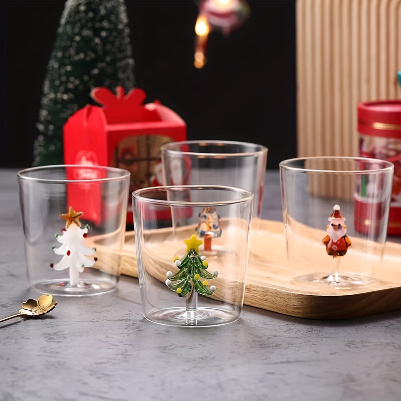 

1 pièce, d'arbre de Noël 3D, 300ml/11.83oz, tasse en verre, réutilisable, lavage à uniquement, isolé, multi-, décoration de maison et cuisine, cadeau de fête , motif