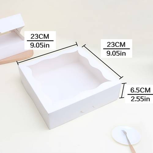 3pcs 6pcs white wavy window pizza box baked goods packaging box four cookie box window suitable for pastries snack pies cookie paper boxes party dessert boxes cupcake boxes gift packaging boxes
