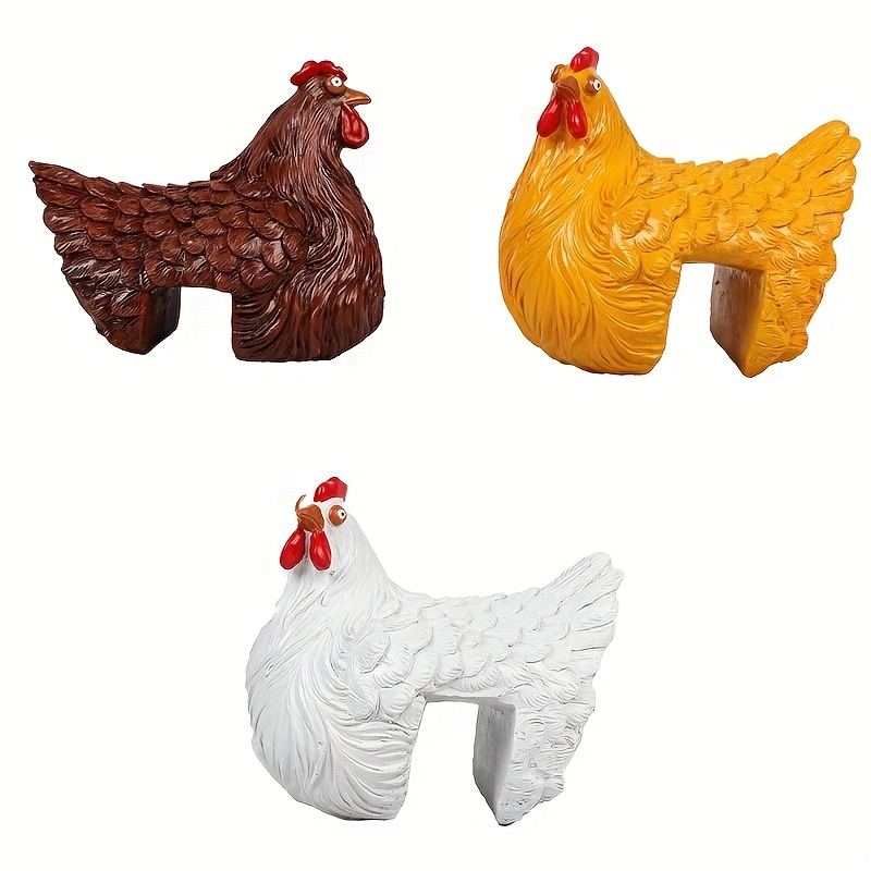 E-shop Set mit 3 dekorativen Hühnerstatuen, für rustikale Außendekoration, geeignet für Gärten, Höfe oder Bäume und ideal für die Heimdekoration in