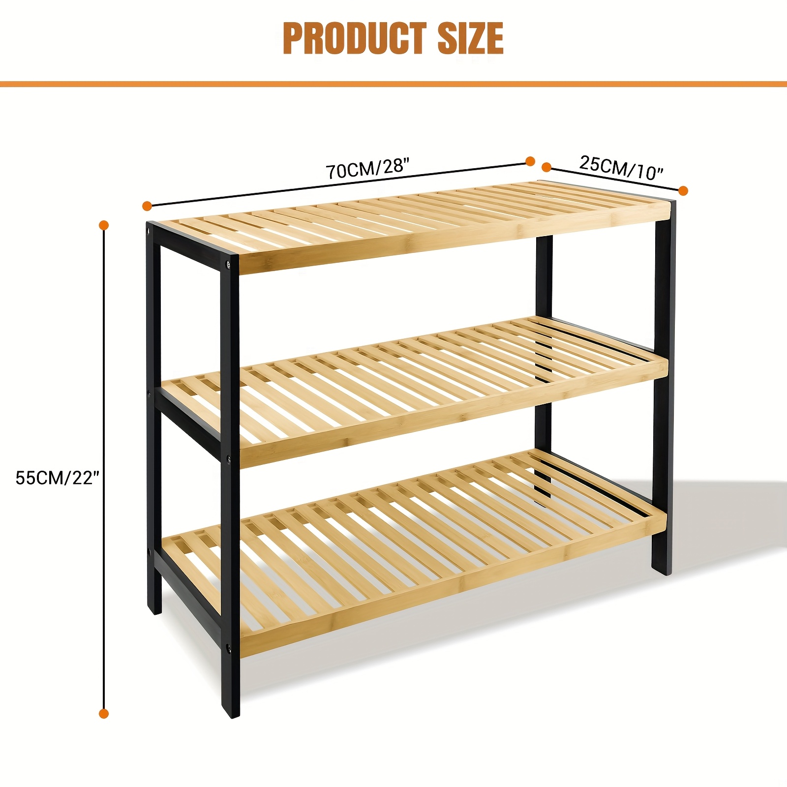 TEMU 3 Tier Shoe Rack Bamboo Shoe Racks Storage Small Shoe Shelf Industrial Shoe Rack, Metal Shoe Storage With Stable Frame For Entryway Bedroom