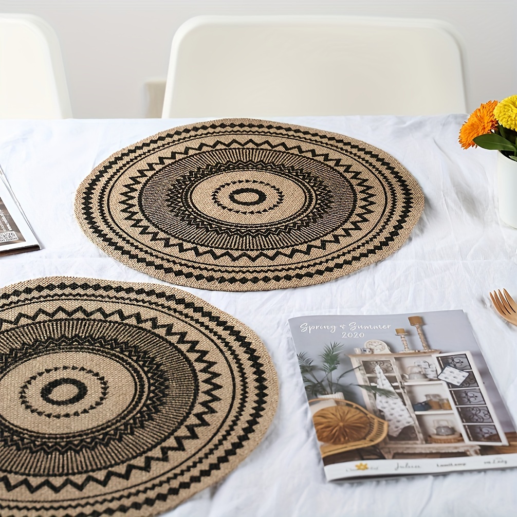 

4-piece Set Boho Geometric Woven Linen Placemats - Perfect For Halloween, Christmas, Easter & Family Gatherings Boho Decorations For Home