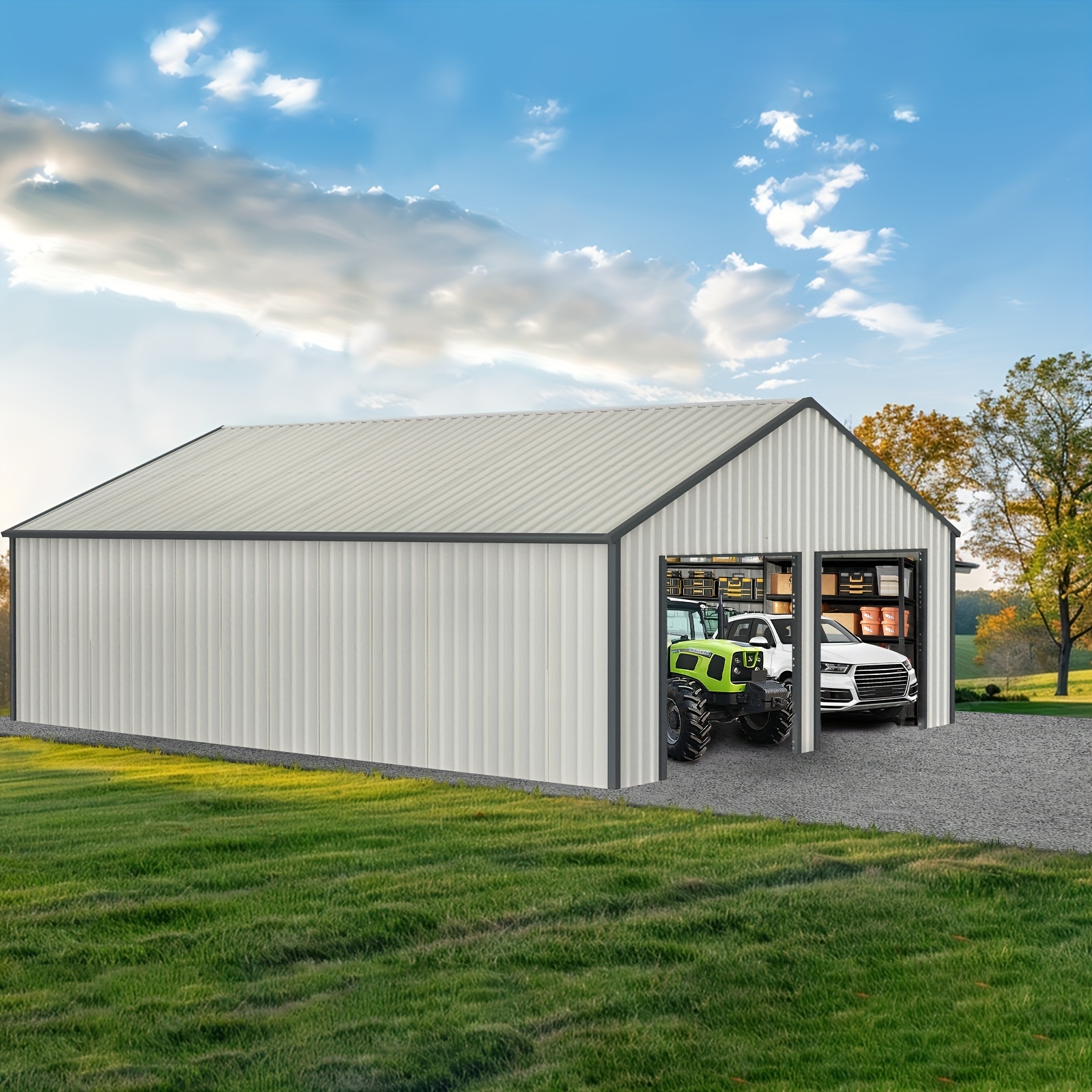 ☆THE GARAGE type27 TMG 10' x 20' Metal Garage Shed, Double Doors, Side Entry, 7