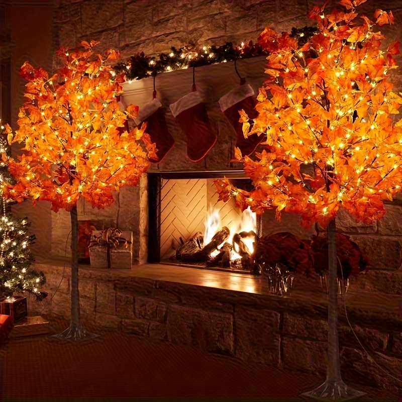 item picture   6 7ft illuminated   featuring 96 160 warm white led lights autumn indoor home party christmas decorations thick artificial maple foliage christmas tree   holiday lights for trees christmas  