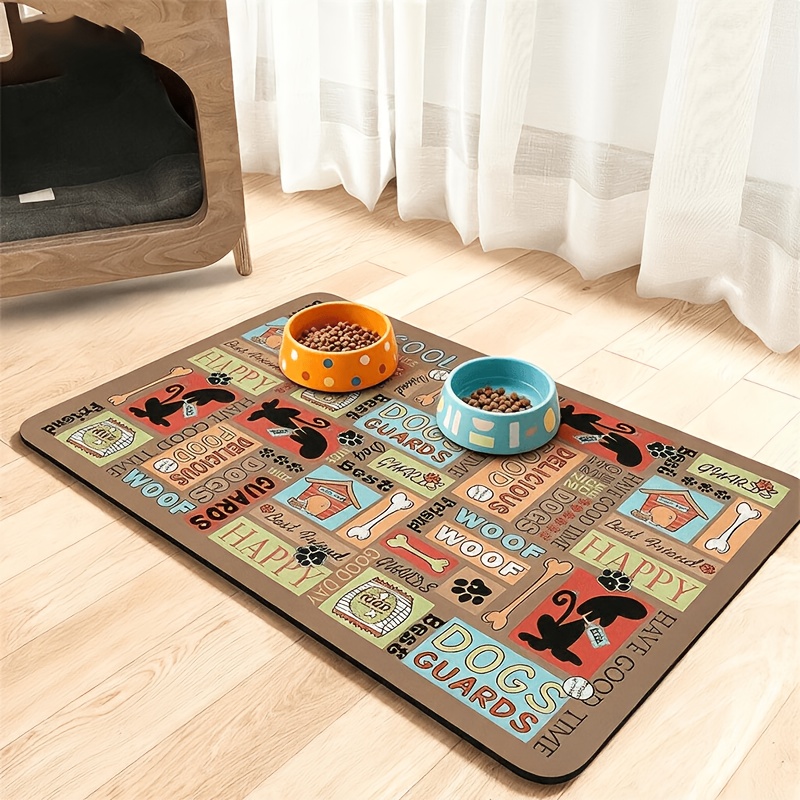 TEMU Home Pet Feeding Mat - Vintage Pet Placemats, Non-slip, Stain-resistant, Tear-resistant, Easy To Clean, Cat And Dog Dining Mat, Compatible With