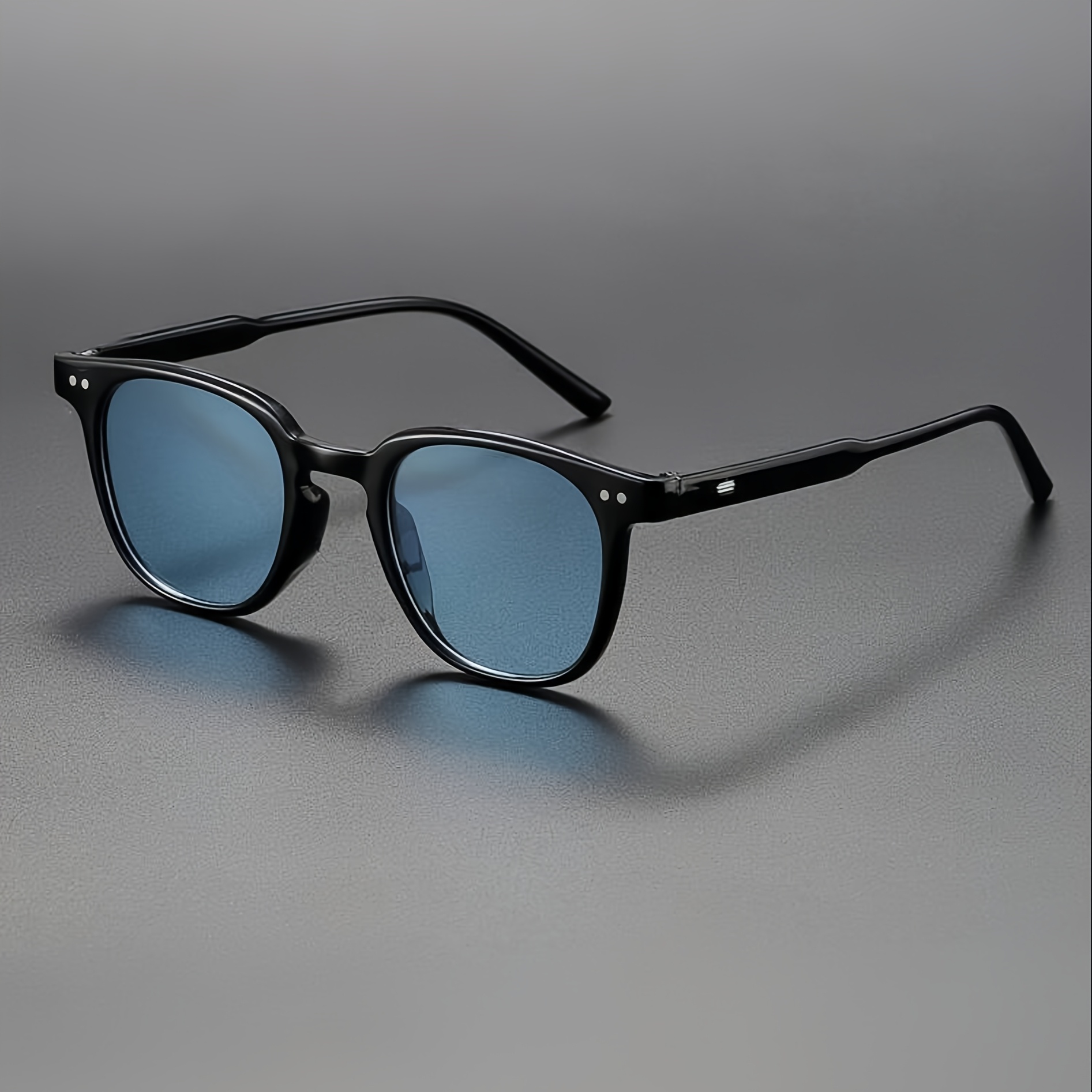 retro round fashion glasses sky blue lenses designer style Temu