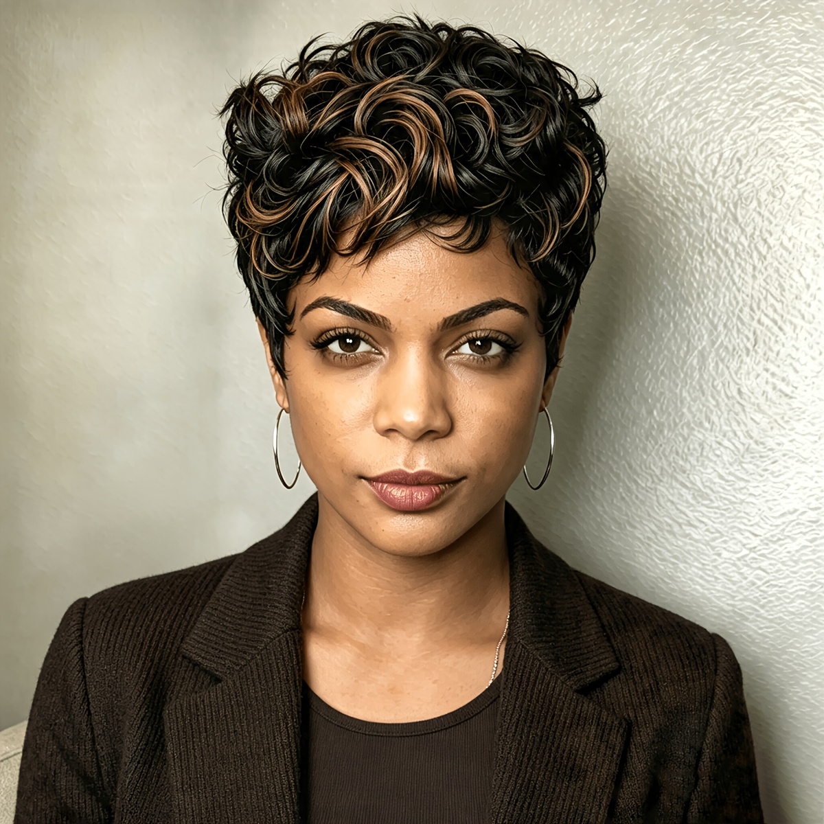 TEMU Nicelatus Short Ombre Wig Featuring Short Curly Styles And A Cut, Designed With Curly Bangs. Synthetic Wigs Are Perfect For Women, Suitable For Halloween, Christmas Parties