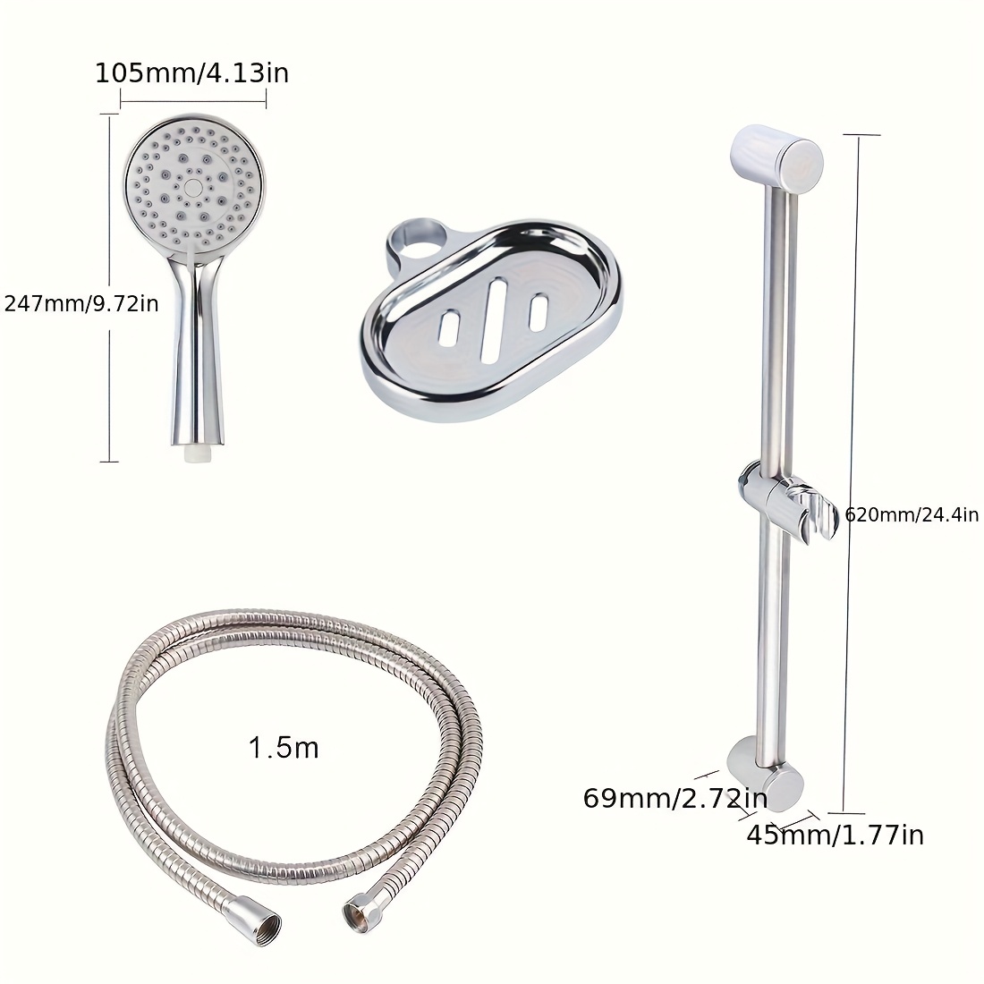 All-In-One Modern Sliding Rail Shower Riser Kit