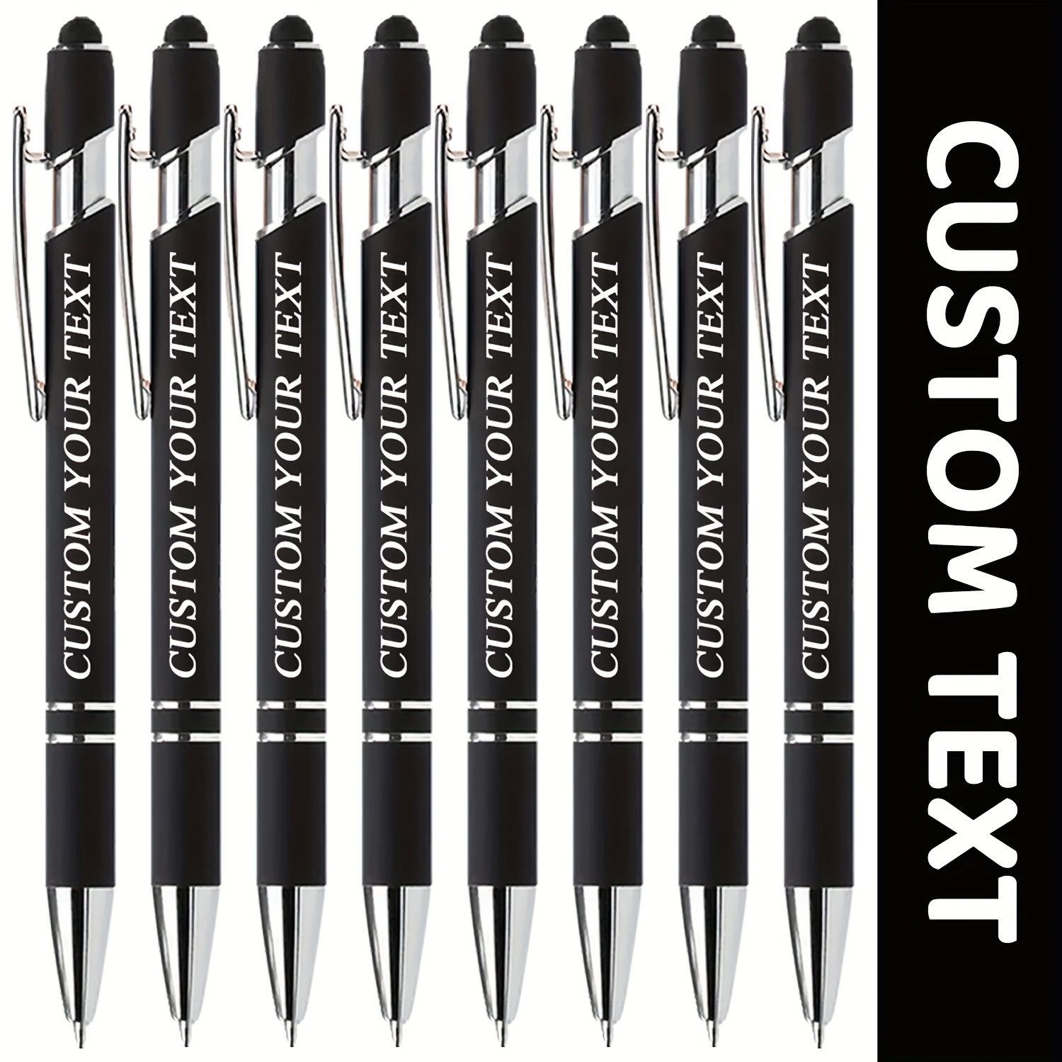 

[custom] 8pcs Custom-made Ballpoint Pens, 5 Colors To Choose From, Black Ink, 2 In 1 Functions For Writing And Touch Screen Use. Perfect Gift For Friends, Colleagues, Family, And More.