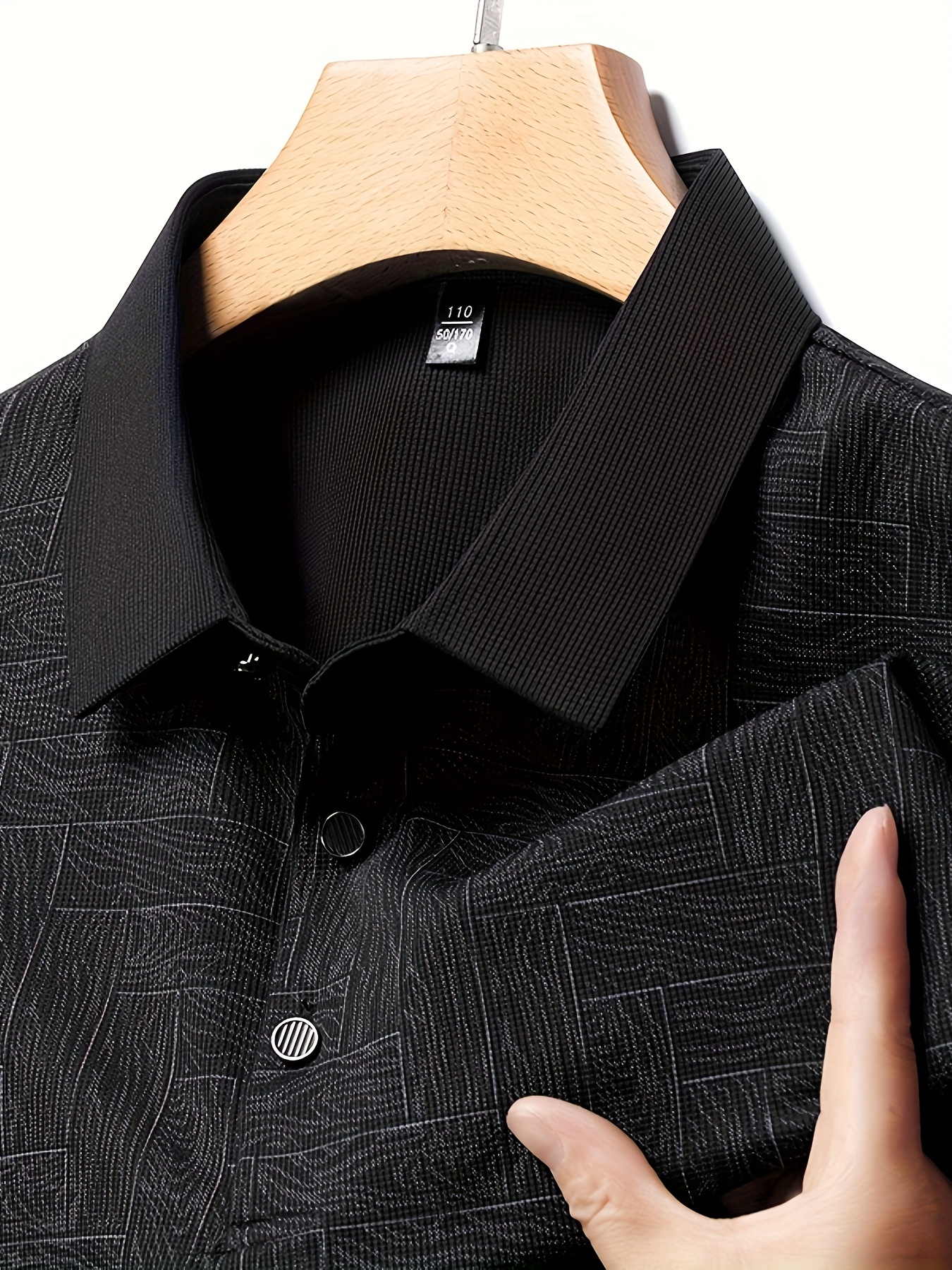 ανδρικό καλοκαιρινό πουκάμισο - περιστασιακό με κοντά μανίκια, γιακάς με κουμπιά, καφέ γεωμετρικό σχέδιο, ελαφρύ μείγμα πολυεστέρα, ιδανικό για περιστασιακή ενδυμασία και γκολφ Στοιχεία είδους 0