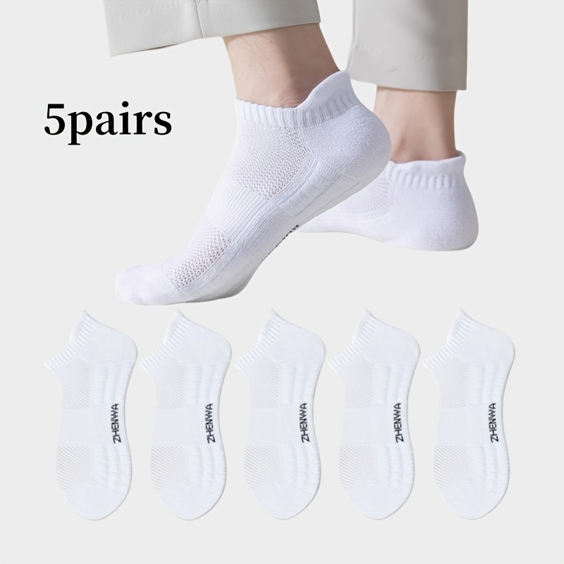 TEMU 5pairs/ 3pairs Random Men Women Anti-slip Ankle Socks Low Cut No Show Socks Summer Thin Breathable Mesh Cushioned Sole Sports Compression Short
