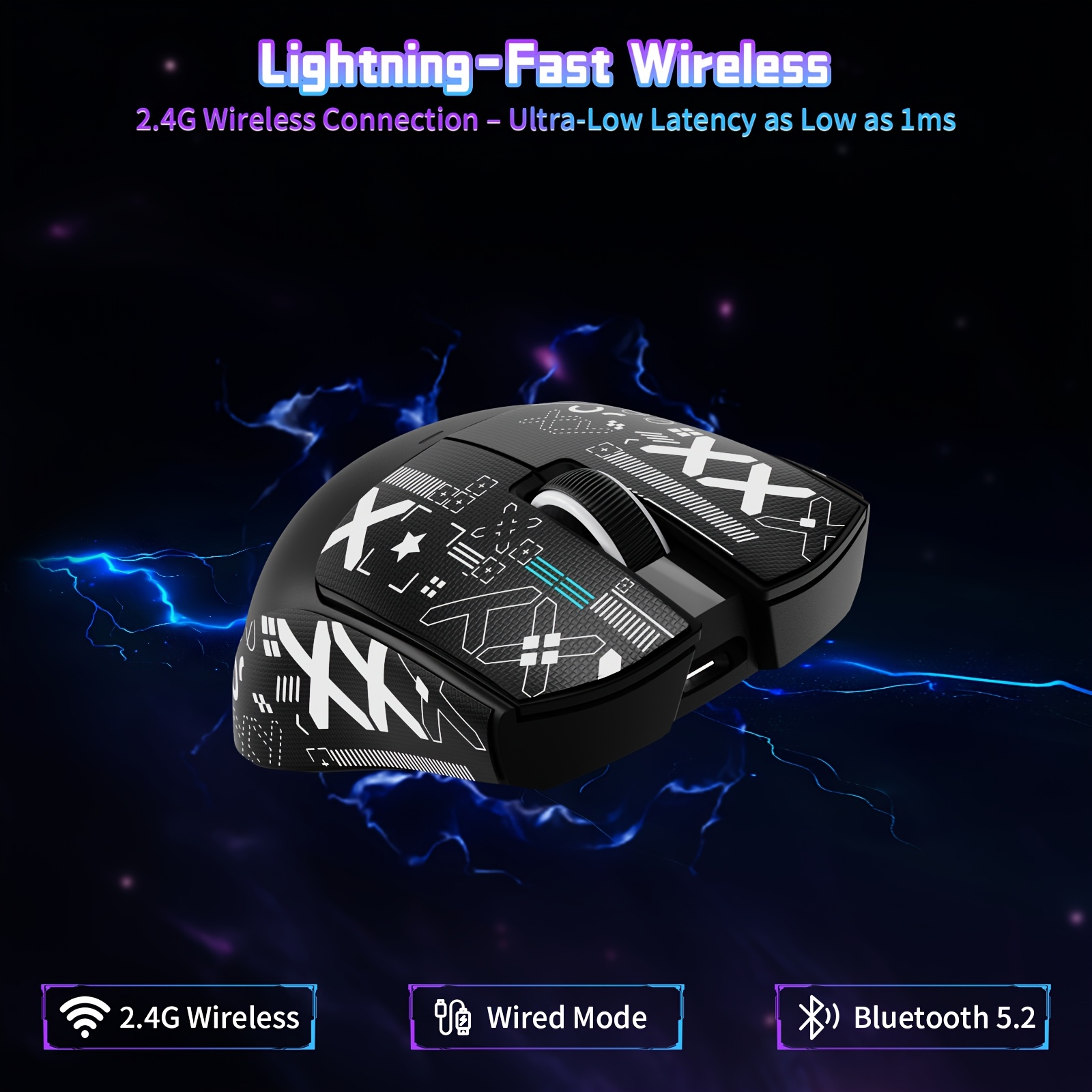shark x11se wireless gaming mouse 63g ultra wireless 2 4g wired 1000hz   paw3311 sensor 300mah battery right left hand compatible compatible with pc   ps   rgb free low   Product details 7