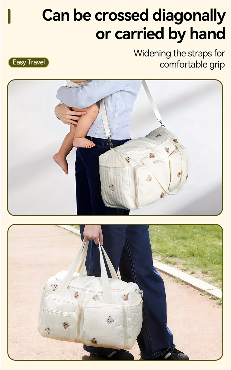 Bolso de Hombro para Mujer | Bolso de Pañales Espacioso y Lindo, Bandolera para Sujetar al Bebé, Bolso de Pañales Extragrande, Amplio y Duradero | Bolsillos Laterales Delanteros de Fácil Acceso, Almacena Pañales, Toallitas Húmedas, Botellas | Ideal para Viajes, Salidas Diarias, Regalo Perfecto, Bolso para Padres Recién Nacidos, Bolso Interior para Almacenar |