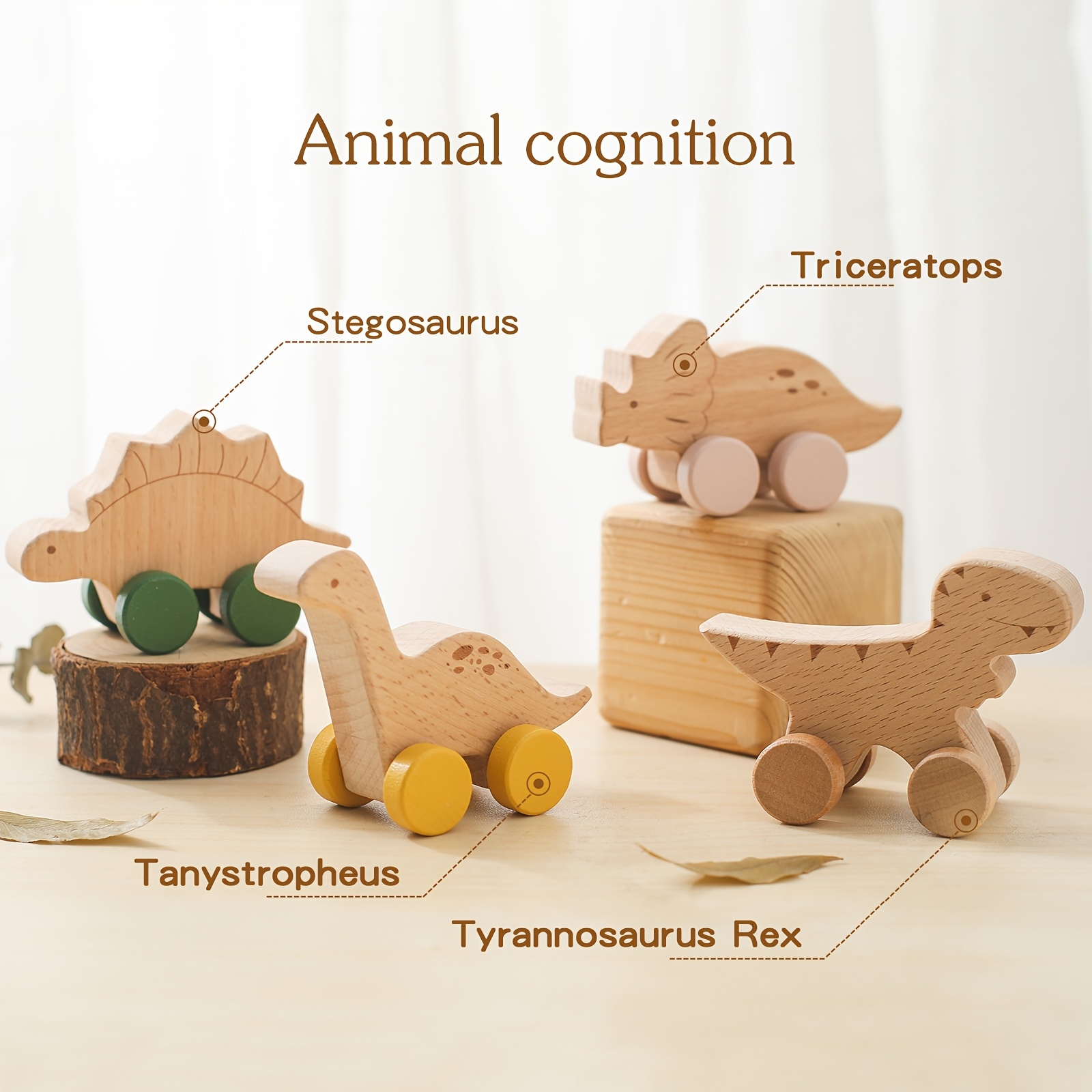 Wooden Dinosaur Sorting Car Toy for Baby Development