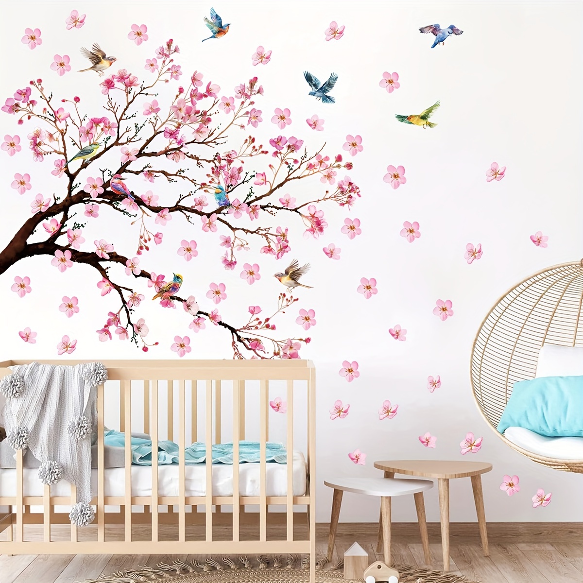 

1pc Creative Wall Sticker, Watercolor Branch Flower Colorful Bird Pattern Self- Adhesive Wall Stickers, Bedroom Entryway Living Room Porch Home Decoration Wall Stickers, Wall Decor Decals