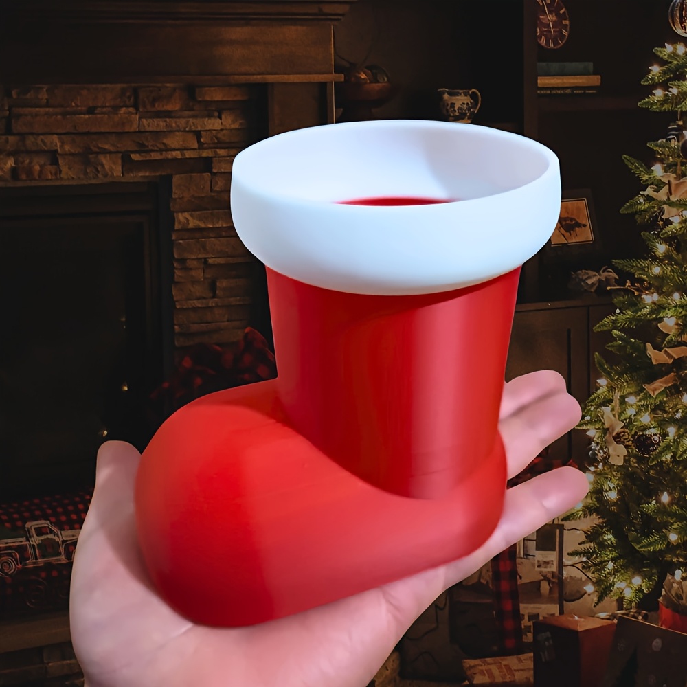 TEMU 1pc Christmas Boot Shape Cutlery Storage Box, Santa Claus Boot For Christmas Decoration, Centerpiece Of Xmas Dining Table. 3d Printed Tableware
