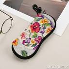 1pc tropical floral glasses case with secure zipper closure scratch resistant synthetic rubber frame protector vibrant hibiscus print unisex eyewear organizer pouch for accessories for women men
