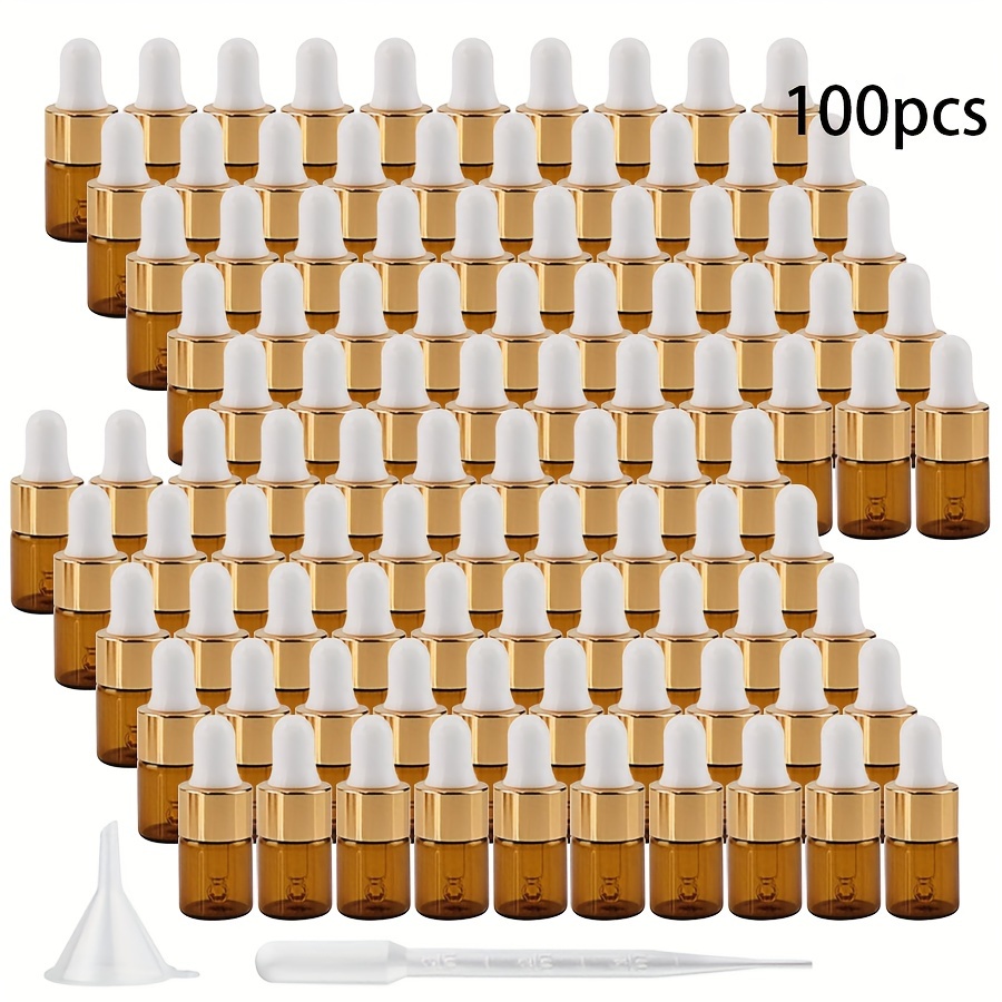 100-pack 2ml Mini Glass Dropper Bottles With , Leak-proof, Unscented, Refillable Essential Oil Bottles For Travel